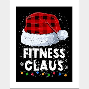 Fitness Claus Red Plaid Christmas Santa Family Matching Pajama Posters and Art